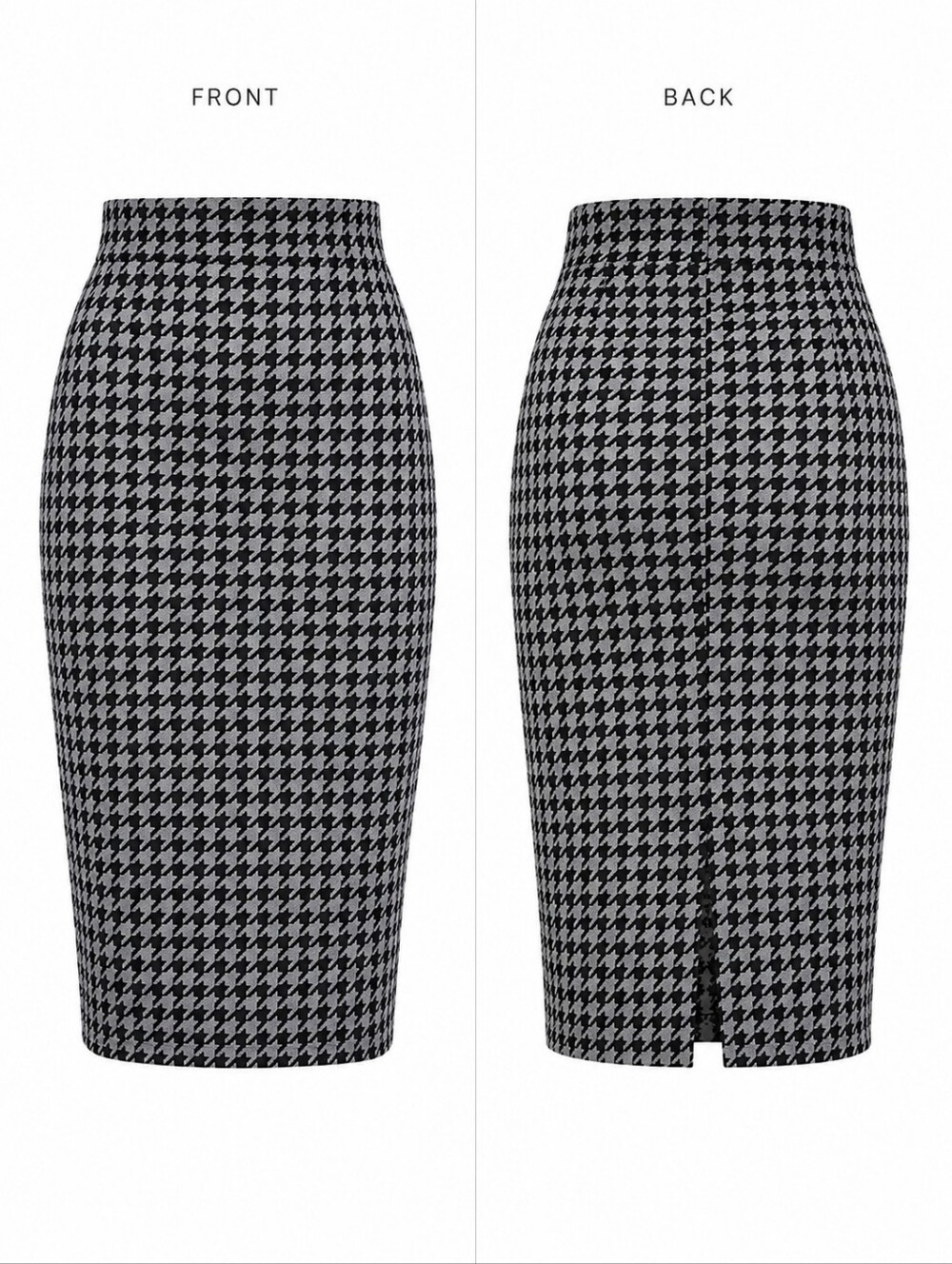 Nordstrom Essentials Black & Grey Houndstooth Knit Pencil Skirt | Size Medium |